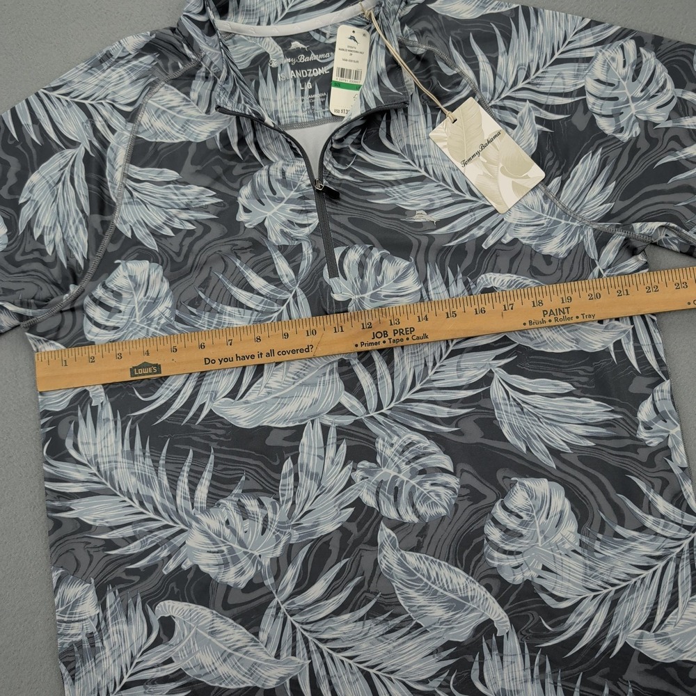 Tommy Bahama Pullover Mens Large Gray Marbled Monstera Half Zip IslandZone UPF - Picture 7 of 12